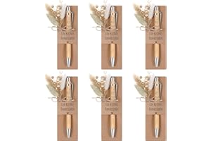 Hestya 6 Sets Ein Kleines Dankeschön Geschenke Enthalten 6 Holz Kugelschreiber mit Gravur 6 Echtem Trockenblumenstrau 6 Stifthalter aus Papier für Abschiedsgeschenk Lehrerin Kollegen Freund
