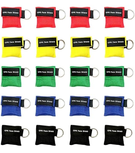 Lot De 10 Masques De Respiration CPR Avec Porte-clés - Clapet Anti-retour, Barrière De Protection - Pour Premiers Secours, Formation RCR