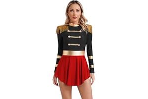 Alvivi Disfraz de Maestro de Ceremonias para Mujer Vestido Maillot de Domador Circo Ringmaster sin Espalada Disfraz de Fiesta Carnaval Halloween S-3XL