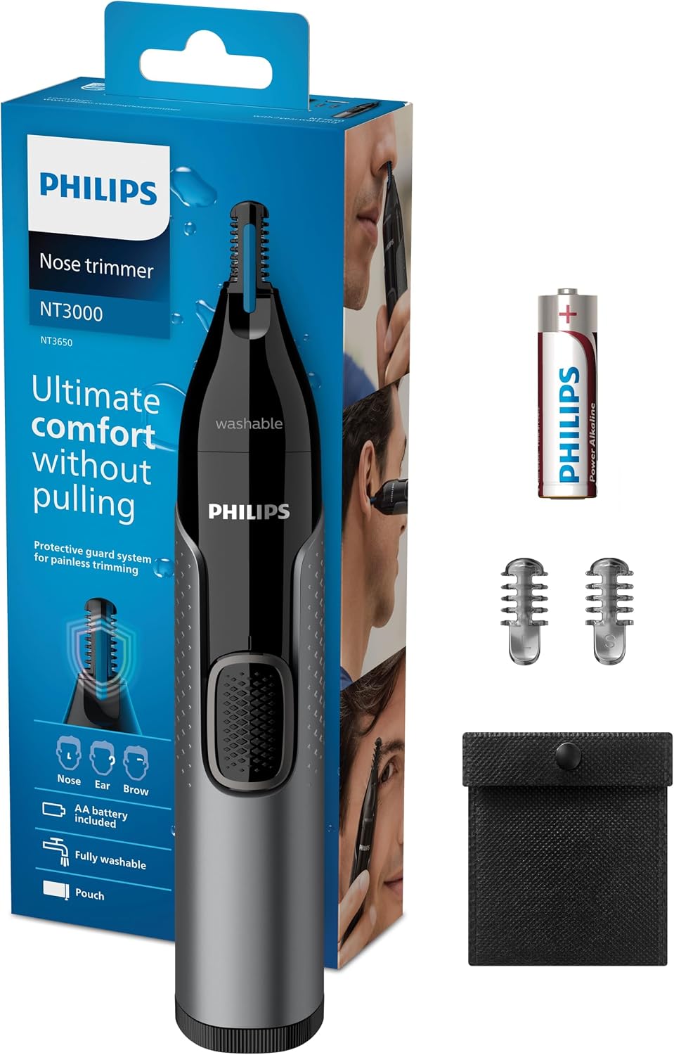 Philips NT3650/16 Nose Trimmer Window BOX, Grey, 1 Count ( Pack of 1)