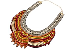 YAZILIND Ethnic Style Coffee Multiple Millet Beads Chunky Chain Bib Statement Choker Collar Necklace for Women