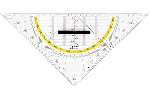 JOLLY Geometrie-Dreieck, 25 cm, transparent, mit Griff, Winkelskala, Hilfslinien, stabil, aus Kunststoff, für Schule, Zeichnen, Geometrie, Technikunterricht