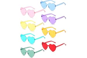 Unning Herz Sonnenbrille Set Damen,Neon Bunte Herzform Sonnenbrillen,Transparente Lustige brillen party für Damen Frauen
