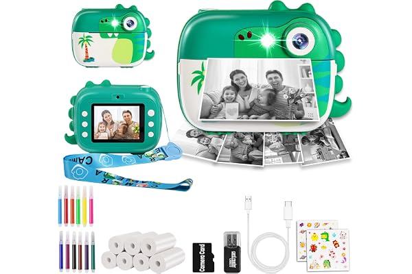 ARNSSIEN Appareil Photo Instantané Enfant Numérique 7 Rouleaux Papier&2,4" | impression instantanée, Caméra Vidéo 1080P, Selfie,avec Carte, cadeau Noël et anniversaire pour filles et garçons 3-12 ans,M3