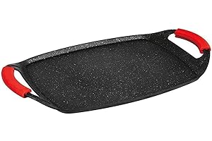 BERLINGERHAUS Berlinger Haus Piastra Adatta a Tutti i Piano Cottura, Anche al Forno con Impugnatura in Silicone Rosso (36x23cm)