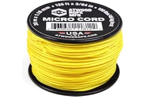 Atwood Rope MFG Tactical Nylon/Polyester Micro Utility Cord 1.18mm X 125ft Reusable Spool | Fishing Gear, Jewelry Making, Camping Accessories (Yellow)