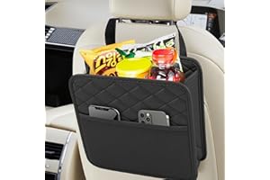 VBGURR Autositz Organizer, Auto-Mülleimer mit verstellbarem Schnallenriemen, Wasserdichter Autositz-Rücken-Hängetasche für Auto, SUV, LKW und Minivan,Praktische Aufbewahrungstasche (Schwarz)