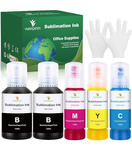 6 Encres Sublimation 100ml Compatible Epson - Noir, Cyan, Magenta, Jaune, LC, LM | Pour T-shirts, Mugs