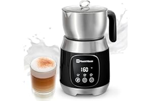Maestri House 12 w 1 600 ml spieniacz do mleka o zmiennej temperaturze i sile piany, elektryczny spieniacz do mleka, inteligentne sterowanie dotykowe, do latte cappuccino, gorącej czekolady i mleka
