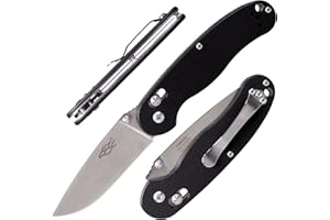 Firebird GANZO FB727S-BK Cuchillo plegable de bolsillo Hoja de acero inoxidable 440C G-10 Mango antideslizante con clip Camping Pesca Carpeta al aire libre Cuchillo EDC (Noir)