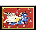 Braj Art Gallery Jamini Roy Painting Krishna & Kamdhenu Photo Frame Size 19.5X13.5 Inches
