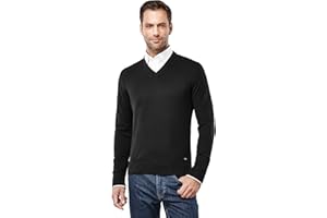 Vincenzo Boretti Maglione-Pullover Elegante da Uomo, Disegno Classico con Collo-a V, Manica-Lunga, Taglio Aderente/Slim-Fit, Caldo - Ideal per Inverno, Autunno, Mezza Stagione