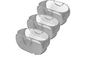 DAWNTREES 3 Stück Pop Up Wäschekorb,Laundry Basket,75L Faltbare Wäschekörbe,Großer Aufbewahrungskorb mit Seitentasche,Anwendbar auf die Lagerung von Kleidung und Haushaltsartikel