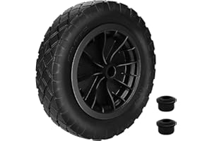 GREENSAPPIRE 14" Wheelbarrow Wheel Solid PU Puncture Proof Tyre Heavy Duty Steel Rim Replacement Tire for Garden Trolley/Barrow/Go Cart/Trailer Truck (Black)