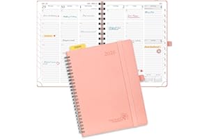 POPRUN Diary 2026 Week to View A5 (22x16.5 cm) Soft Cover Spiral Diary 26 Appointment Vertical Weekly Work Planner, Monthly Tabs, 100GSM Paper (Pink)