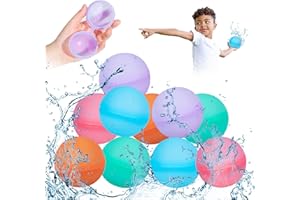 ANTOPM 10Pcs Reusable Water Balloons, Refillable Water Bomb Splash Balls, Silicone Water Balls Beach Pool Water toys for Kids Adults Water Games Outside Summer Fun Party