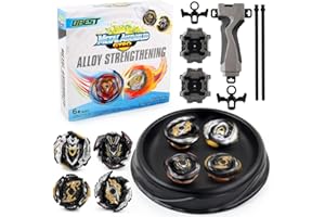 3T6B Bley Peonzas de Batalla con Lanzador y Estadio Arena Niños Juguetes, 4Pcs Gyros de Metal Fusion 4D Burst Turbo y Launcher Blade Set, Niños Navidad Cumpleaños Regalo de Año Nuevo