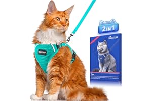 Halypet Cat Harness and Leash Set [ MAX Safety Third Generation ] Escape Proof Soft Adjustable Cat Leash Breathable Comfortable Vest Easy to Wear Kitten Harness for Outdoor Walking