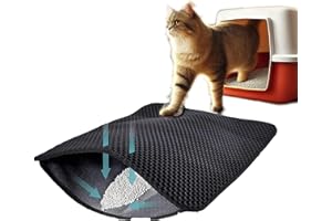 FXXSWEY Alfombra de cama para gato, doble capa de panal, alfombra de alimentación para gatos, alfombra de arena resistente e impermeable para proteger el suelo y la moqueta, fácil de limpiar (40 x 60)