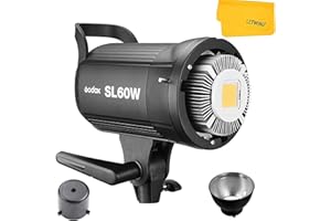 Godox SL-60W SL60W LED Vidéo Lumière pour Studio, 60W Haute Puissance CRI 95+ 5600K Version Blanche pour Photo Studio Photographie Video Recording