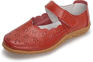 Rusffes Womens Leather Mary Janes Comfort Casual Work Office Nursing Shoes Sandals