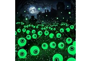 TCCYDM 2 Stück Halloween Deko Licht Outdoor, 6 LED Augapfel Halloween LED Lichter, Solar Gartenlichter, Hallo-ween Dekoration, Hallo-ween Deko für Vorgarten Terrasse Rasen Garten Partydekor (Grün)