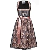 Edelnice Trachtenmode Exklusives Designer Dirndl lang Josepha inkl. Spitzen Dirndlschürze und Charivari Gr. 32-56 (32