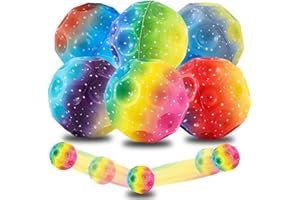 Ycaaeo 6 Stück Jump Ball Flummiball High Bouncing Galaxy Moon Spaceballs Leuchtender Springball für Kinder Outdoor & Indoor