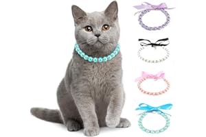 Ranphy Collana di perle per animali domestici per cani di piccola taglia e gatti regolabile con perle fantasia per animali domestici gioielli Bling strass collare con papillon chihuahua York