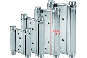 LOOTICH Cerniera in Acciaio Inox Doppia Azione per Porte a Battente Cerniere (126mm) a Molla di Chiusura Cutomatica per Anta Battente Bancone Bar e Caffetteria Fino a 25kg (2 PCS)