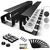 Königwerk Kabelkanal Schreibtisch fürs Kabel Management - Inkl. Zubehör - Tisch Kabelführung Kabelmanagement durch Kabelschac