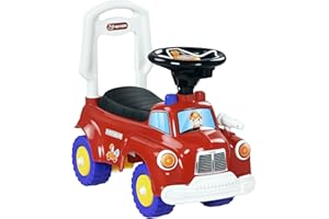 AIYAPLAY Ride On Car, Foot to Floor Baby Car with Under Seat Storage, Steering Wheel, Music, Light, Kids Fire Truck for Boys and Girls 1.5-3 Years Old, Red