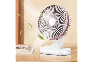 UrmaXS Ventilador de mesa USB, portátil USB con batería de 5000 mAh, 4 velocidades, mini ventilador con ajuste de rotación para casa, cama, oficina, viajes, camping (D77)