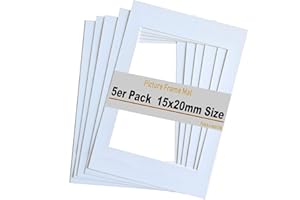 ‎TUKA-I-AKUT TUKA-i-AKUT 5er Passepartouts 15x20cm für Bilder im Format 10x15 cm, Weiß, 1mm stark - Säurefrei Alterungsbeständig für Einrahmen von Bilder, Fotos, Poster, Kunstdrucken usw. TKD9100-15x20-5x