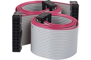 sourcing map 2pcs Cable de cinta plana de 50 cm 2.54mm 20 pines hembra a hembra extensión PATA IDE
