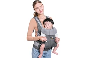 Deryan Pack Baby Carrier & Baby Trasportino ergonomico, con vano portaoggetti, diverse posizioni, extra sicuro (normale, antracite)