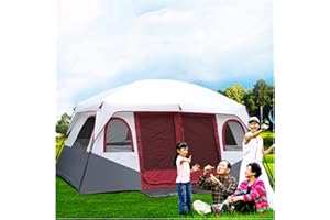 YXCKG Tenda Familiare Tenda 8-12 Persone con 2 Camere da Letto, Tenda da Campeggio Impermeabile al 100% con Pavimento Cucito