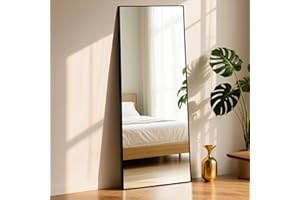 ‎ABXMAS ABXMAS Extra Großer Ganzkörperspiegel 180x76cm Schwarz, Robuster Standspiegel mit Aluminiumrahmen, Wandspiegel für Schlafzimmer Wohnzimmer Flur Eingang Stehspiegel