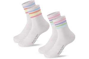 Made by Nami [Ulepszone skarpety do tenisa w stylu retro, zestaw 3 szt. – białe skarpety sportowe unisex z nadrukiem – 3 pary oddychających skarpet bawełnianych