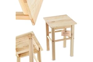 KADAX Taboret drewniany kwadratowy z naturalnego, nielakierowanego drewna sosnowego, stabilna konstrukcja, powierzchnia do samodzielnego wykończenia, do siedzenia, jako stopień i podnóżek