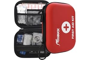 ROOBUCK First Aid Kit - for Car,Travel, Sports, Camping, Home,Hiking or Office | Complete Emergency Bag Fully stocked with Medical Supplies (Rosso10)