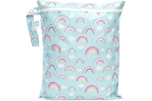 Bumkins Borsa bagnata impermeabile, lavabile, riutilizzabile per viaggi, spiaggia, piscina, passeggino, pannolini, vestiti sporchi, costumi da bagno bagnati, articoli da toeletta, 12 x 14 – arcobaleni