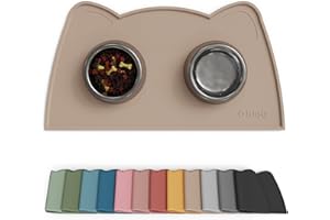 OHMO - Mata dla kotów, silikonowa mata do karmienia zwierząt domowych na podłogę, antypoślizgowa, wodoodporna, pod miskę na wodę, łatwa do czyszczenia podkładka dla zwierząt (beżowa, 40 x 25 cm)