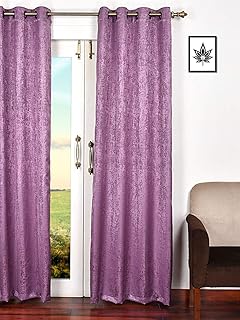 ARiANA Polyester Solid Noble Door Premium Plastic Eyelet Curtain, Door - 7 Feet 2 Inch, Lavender, Pack of 1, Blackout