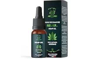 ARTISAM | Meilleur Huile de Graines de Chanvre Sativa PURE H 40% 4000mg Pressée à Froid 10 ml | Bio | Formule Premium Made in France Huile Sommeil Puissant Hemp Oil herbe fleurs