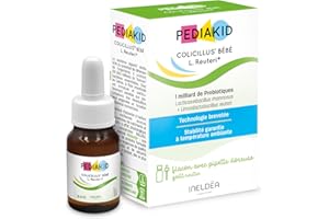 PEDIAKID - Colicillus Bébé - Probiotiques Lactobacillus GG & Reuteri - 1 Milliard UFC par prise - Réduit les contractions abdominales - Sans lactose - Goût Neutre - Dès la naissance - Flacon de 8ml