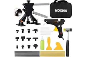 Mookis Kit de Extractor de Abolladuras de Coche 34 Piezas Kit de Reparación de Abolladuras Ajustable con Pistola de Pegamento, Extractor de Abolladuras, Para Restauración de Coches y Motos