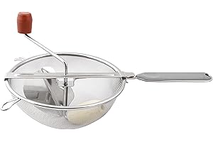 GUILLOUARD Passe-coulis inox ⌀20cm avec olive bois – Ustensile multifonction pour coulis, confitures, gelées, sauces – Avec crochets de maintien – Compatible lave-vaisselle – Durable et pratique - 012100