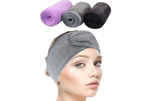 SINLAND 3 Stück Mikrofaser Haarband für Make Up Kosmetik Stirnband Frottee Verstellbare Haarschutzband mit Klettverschluss Haarbänder für Gesicht,Sport,Yoga,Spa