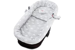 TOTSY BABY Borde para cochecitos - funda para cochecitos bebé baño nido cochecito accesorios set 3 piezas con almohada y colchón algodón Coronas